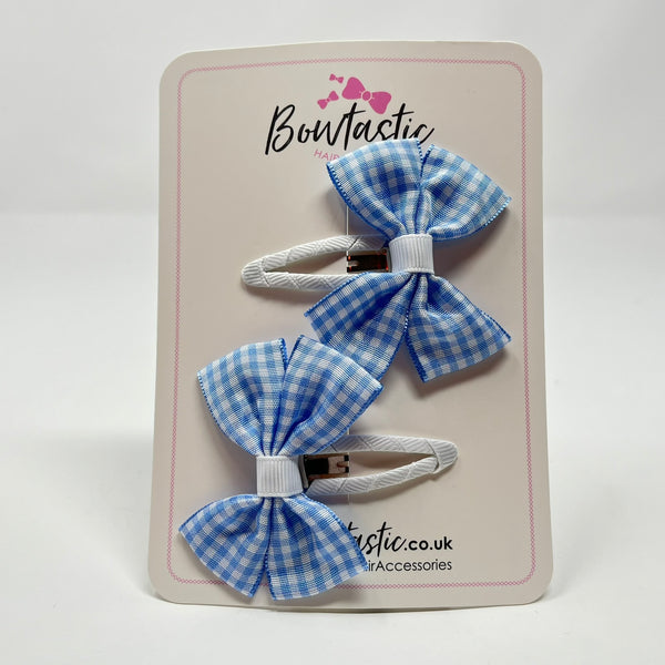 2.5 Inch Butterfly Snap Clips - Blue Gingham - 2 Pack
