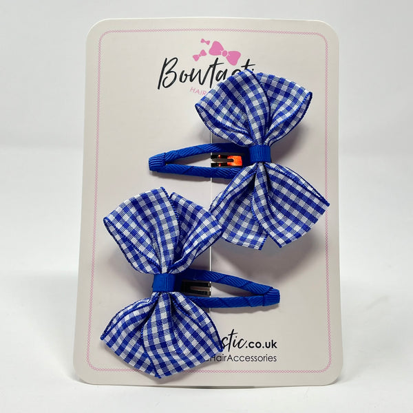 2.75 Inch Snap Clips - Royal Blue Gingham - 2 Pack