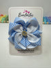 4.5 Inch Flower Bow - Blue & White Gingham