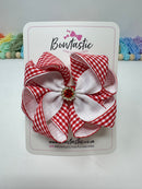 4.5 Inch Flower Bow - Red & White Gingham