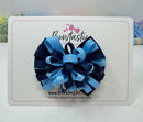 3 inch Loop Bow - Navy & Blue Mist