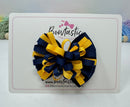 3 inch Loop Bow - Navy & Yellow Gold