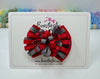3 inch Loop Bow - Red & Metal Grey