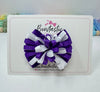3 inch Loop Bow - Purple & White