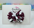 3 inch Loop Bow - Burgundy & White