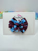 3 inch Loop Bow - Burgundy & Blue Mist