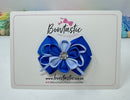 3 Inch Flower Gem Bow - Royal Blue & Bluebell