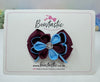 3 Inch Flower Gem Bow - Burgundy & Blue Mist