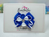 3 Inch Flower Gem Bow - Royal Blue & White