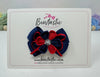 3 Inch Flower Gem Bow - Red & Navy