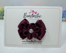 3 Inch Flower Gem Bow - Burgundy