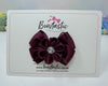 3 Inch Flower Gem Bow - Burgundy