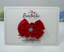 3 Inch Flower Gem Bow - Red