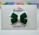 3 Inch Layer Butterfly Bow - Forest Green & White