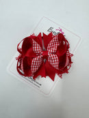 4.5 Inch Ring Bow Bobble - Red & Red Gingham