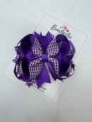 4.5 Inch Ring Bow Bobble - Purple & Purple Gingham