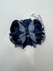 4.5 Inch Ring Bow Bobble - Navy & Navy Gingham