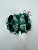 4.5 Inch Ring Bow Bobble - Forest Green & Green Gingham