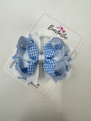 4.5 Inch Ring Bow Bobble - Blue & White Gingham