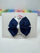 3.5 Inch Double Butterfly Bow - Navy & White