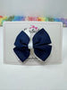 3.5 Inch Double Butterfly Bow Bobble - Navy & White