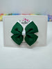 3.5 Inch Double Butterfly Bow Bobble - Forest Green & White