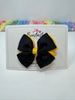 3.5 Inch Double Butterfly Bow Bobble - Black & Yellow Gold