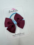 3.5 Inch Double Butterfly Bow Bobble - Burgundy & Blue Topaz