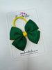 3.5 Inch Double Butterfly Bow Bobble - Forest Green & Yellow Gold