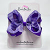 4 Inch 2 Layer Bow - Purple & Purple Gingham