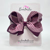 4 Inch 2 Layer Bow - Burgundy & Burgundy Gingham