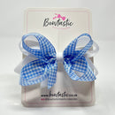 4 Inch 2 Layer Bow - Light Blue & White Gingham
