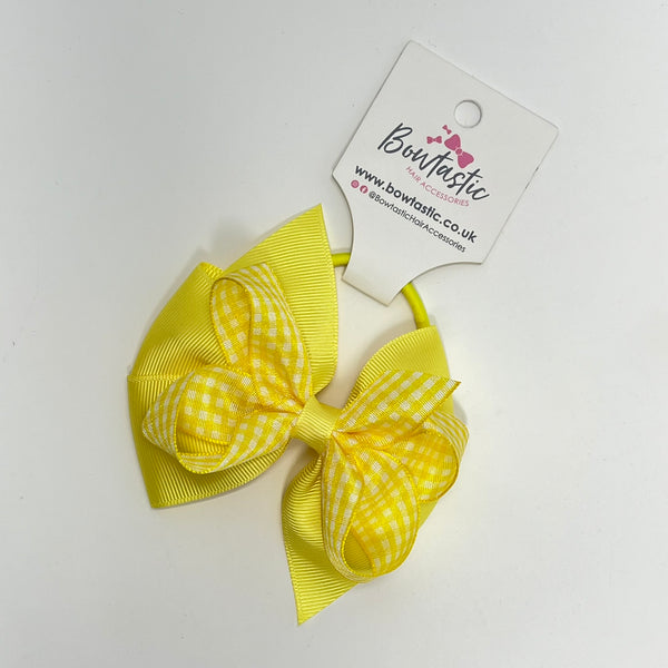 4 Inch Double Bobble - Yellow Gingham