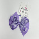4 Inch Double Bow Bobble - Lilac Gingham