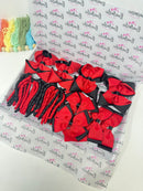 School Bundle - 5 Matching Pairs - Clips & Bobbles - Red & Black