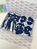 School Bundle - 5 Matching Pairs - Clips & Bobbles - Navy & White