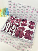 School Bundle - 5 Matching Pairs - Clips & Bobbles - Burgundy & White