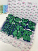 School Bundle - 5 Matching Pairs - Clips & Bobbles - Forest Green & Navy