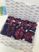 School Bundle - 5 Matching Pairs - Clips & Bobbles - Navy & Burgundy