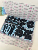 School Bundle - 5 Matching Pairs - Clips & Bobbles - Black & Blue Topaz