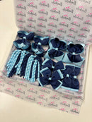 School Bundle - 5 Matching Pairs - Clips & Bobbles - Navy & Blue Topaz