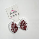 3.25 Inch Flat Bow Thin Elastic - Burgundy & White Gingham