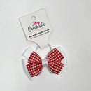 3.25 Inch Flat Bow Thin Elastic - Red & White Gingham