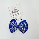 3.25 Inch Flat Bow Thin Elastic - Royal Blue Gingham