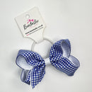 4 Inch Double Ribbon Bobble - Royal Blue & White Gingham