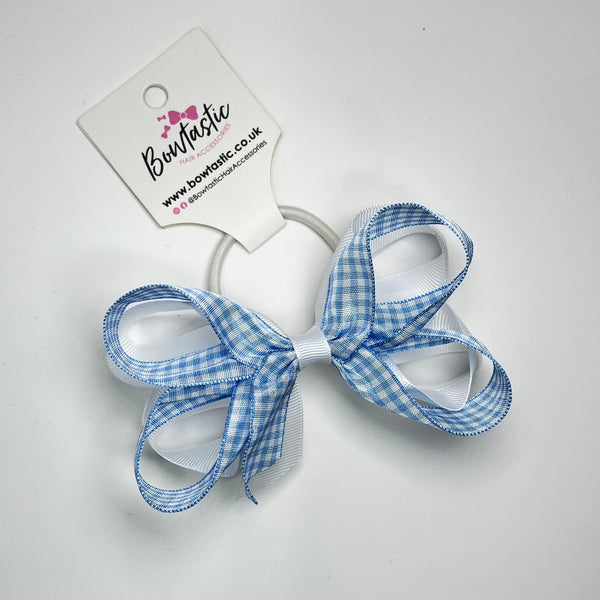 4 Inch 2 Layer Bobble - Blue & White Gingham