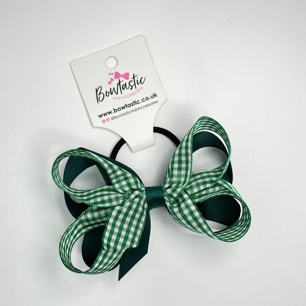 4 Inch 2 Layer Bobble - Green & Green Gingham