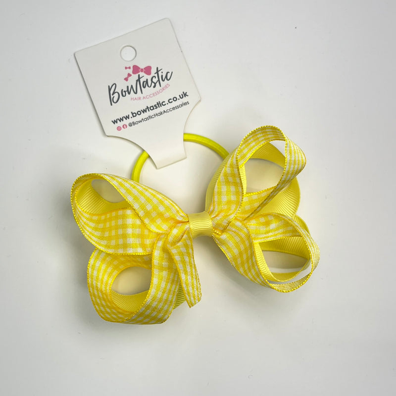 4 Inch 2 Layer Bobble - Lemon & Yellow Gingham