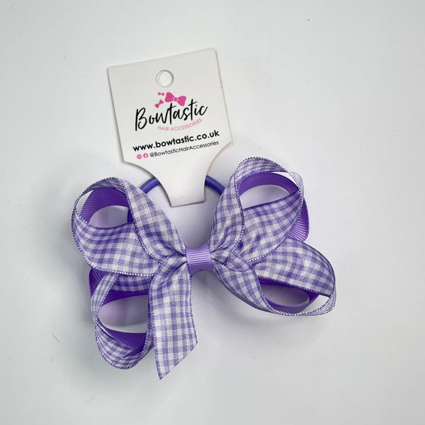 4 Inch 2 Layer Bobble - Lilac & Lilac Gingham