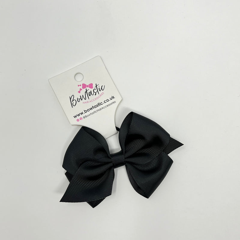 4 Inch Flat Bow Thin Elastic - Style 2 - Black